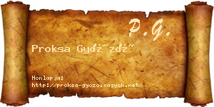 Proksa Győző névjegykártya